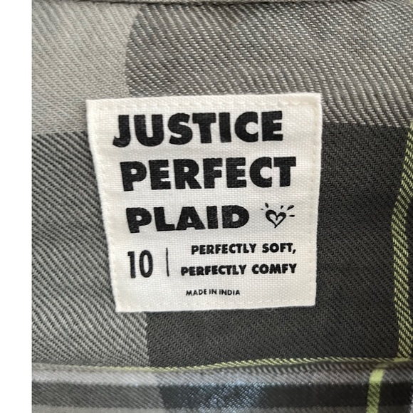 Justice Perfect Plaid Girls Shirt Sz 10 - Picture 3 of 6